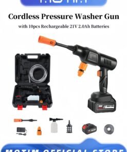 Motim Cordless Pressure Washer Gun 9-12 Meters Range Portable Car Washer Cleaner with 10pcs Rechargeable 21V 2.0Ah Batteries