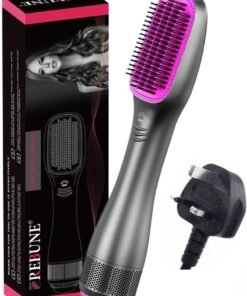 REBUNE 1200W One-Step Hair Dryer Brush Hot Air Dryer and Styler Grey/Pink