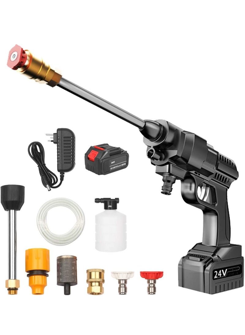 24V Cordless Portable Washer Electric High Pressure Cleaner Machine 200W 30Bar Lithium Handheld Car Cleaning Device With Foam Generator Nozzle Water Pump