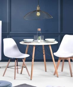 CityRiya-Long Round Dining Table Kitchen Dining Table Home Coffee Table 70*70cm Portable Dinner Table Tea Table White Table Space Saving Wooden Dining Table for Dining Room, Kitchen, Restaurant