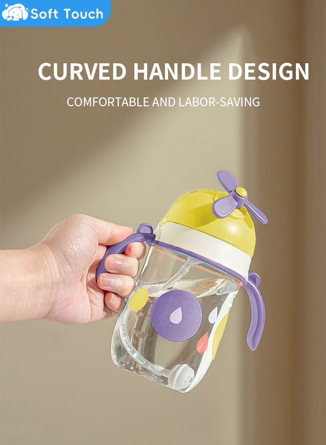 Soft Touch Baby Straw Bottle Toddler Water Bottle Sippy Cup for Baby 6-12 Months Baby Straw Cup with Handles 300ml (Purple) - Image 4