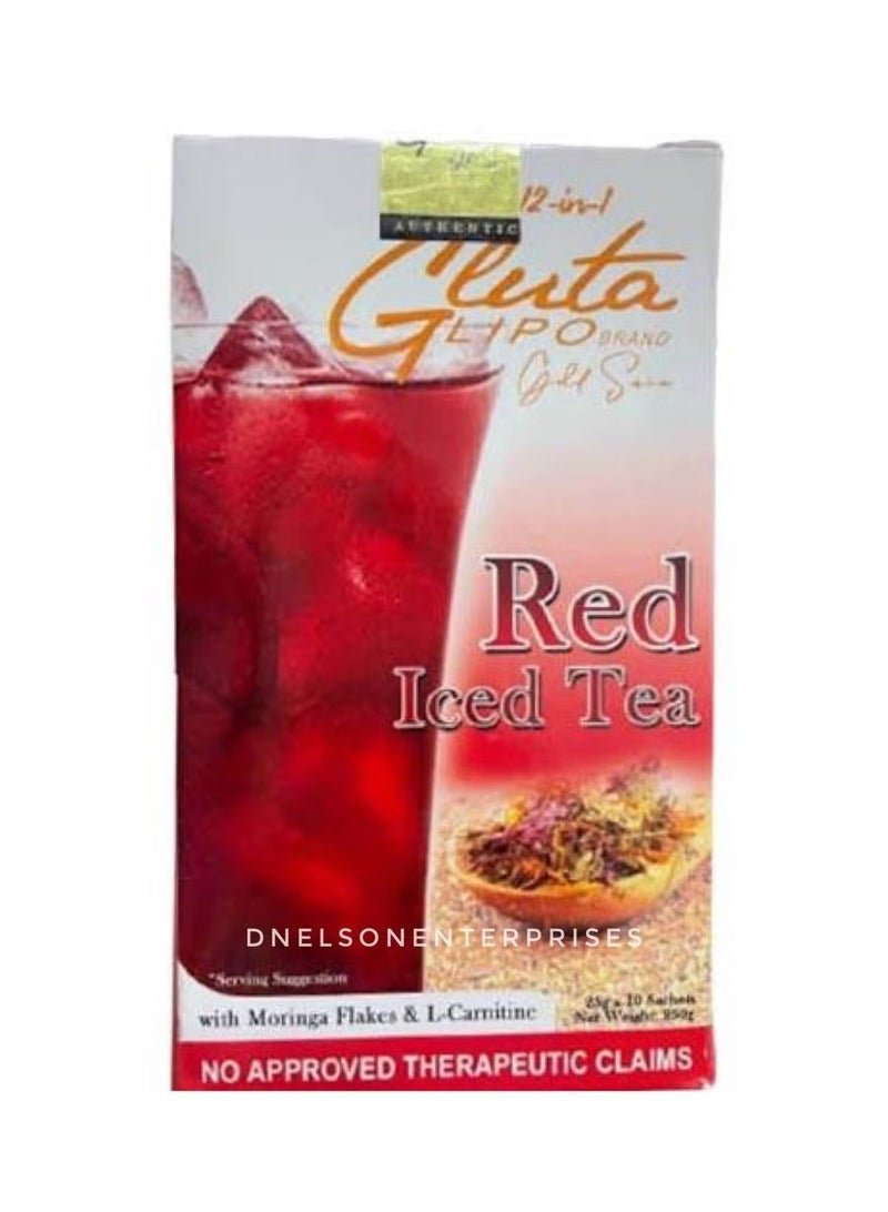 Glutalipo Gluta Lipo 12-in-1 Herbal Red Iced Tea – Instant Drink Mix with Natural Extracts | 250g
