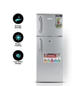 GEEPAS 180LGross/ 132L Net Capacity, Double Door Refrigerator - Durable Double Door Refrigerator, Fast Cooling & Preserves Freshness, Low Noise, Energy Efficient, In-Built Deodorizer, Tempered Glass Shelves , Freezer Capacity-34L 120 W 120 W GRF1856SPN Silver