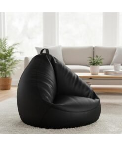 Harmony Home Trio Leather Bean Bag Sofa Chair – Stylish & Comfortable Seating | Perfect for Living Room, Bedroom, & Lounge (Black)