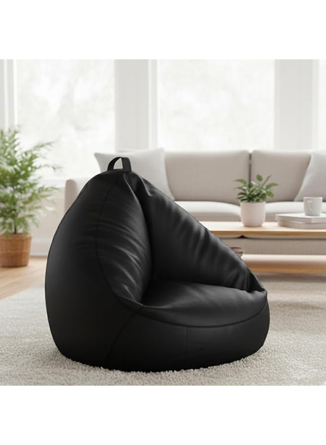 Harmony Home Trio Leather Bean Bag Sofa Chair – Stylish & Comfortable Seating | Perfect for Living Room, Bedroom, & Lounge (Black)