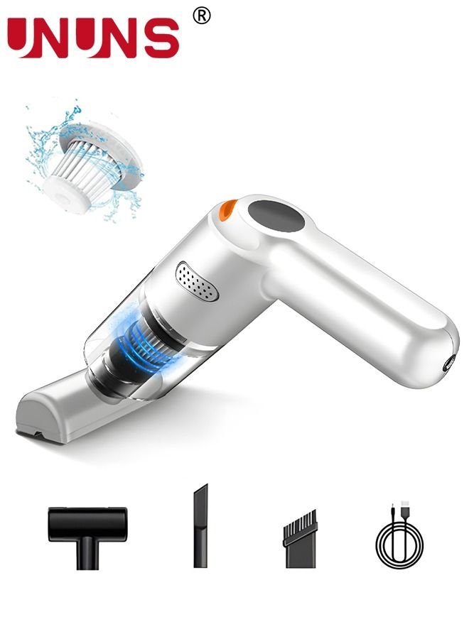 UNUNS HandHeld Cordless Cleaner,High Power USB Rechargeable Vacuum Cordless With 3 Suction Head,Hand Vacuum With Large Dirt Bowl,Washable Filter And Cleaning Brush