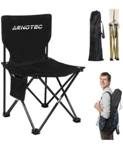 ARNOTEC Portable Camping Chair, Outdoor Folding Chair for Adults with Side Pocket & Carry Bag, 600D Oxford Fabric, Lightweight & Sturdy for Beach, Fishing, Picnic, Hiking