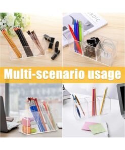 Buytory Acrylic Makeup Brush Organizer Holder | Clear Cosmetic Storage Box with 3 Compartments for Brushes, Lipsticks & Eyeliners | Small Makeup Organizer Tray