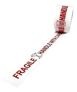 MARKQ Fragile Tape for Boxes and Cartons - 48mm x 60 yards heavy Duty Handle with Care Warning Tape, Packing, Packaging, Shipping and Moving Tape [1 Roll]