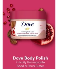 Dove Body Polish Exfoliating Scrub, Moisturizing Shea Butter and Pomegranate Seeds | Nourishes & Conditions Soft Skin | Sulphate Free, 298gm.