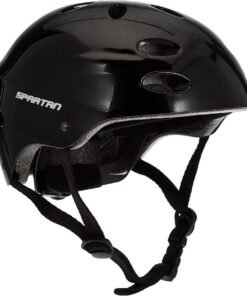 Spartan Multi-Sport Helmet – Lightweight, Ventilated, Safe for Skateboarding, Cycling, Roller Skating & Youth Scooter, Black Glossy