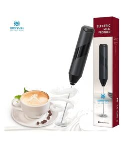 Manvik Electric Milk Frother Handheld – Mini Whisk Foam Maker & Drink Mixer for Coffee, Latte, Cappuccino, Matcha – Battery Operated (Black) (Battery NOT included)