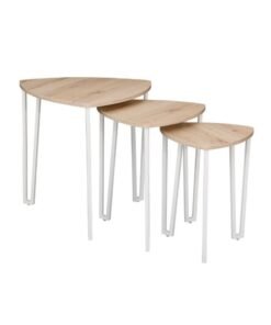 Alternative view of DANUBE HOME Asgard Set of 3 Nesting Tables - Stylish Oak/White End Tables for Living Room, Engineered Wood & Metal, Ideal for Small Spaces, Size: L56xW56xH55cm
