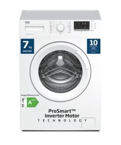 Beko 7 kg Front Load Washing Machine, 1200 RPM, 15 Programmes, Low Noise, Quick wash 14/28 Minutes, 10 Years Warranty on ProSmart Inverter Motor 7 kg 2300 W WTV7612BW White
