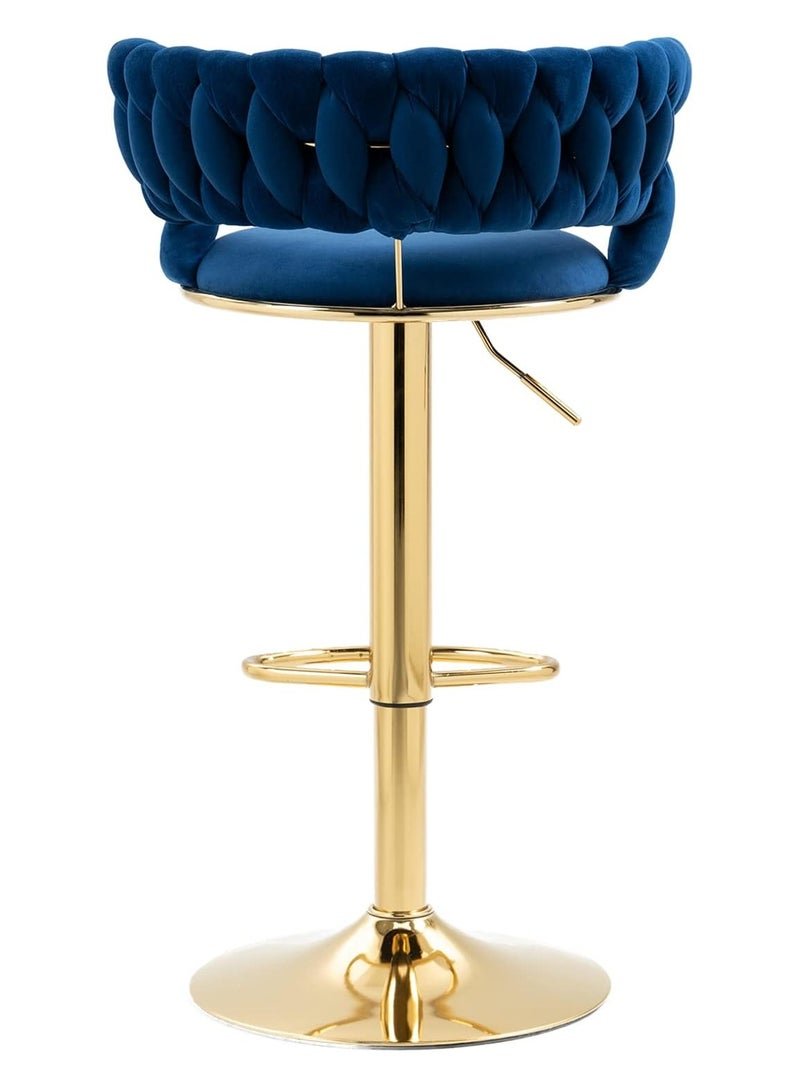 DubaiGallery Velvet Swivel Bar Stools, Adjustable Counter Height Bar Stool with Woven Back, Upholstered Kitchen Dining Chairs, Modern Bar-stools for Kitchen Island, Cafe, Pub, Bar Counter