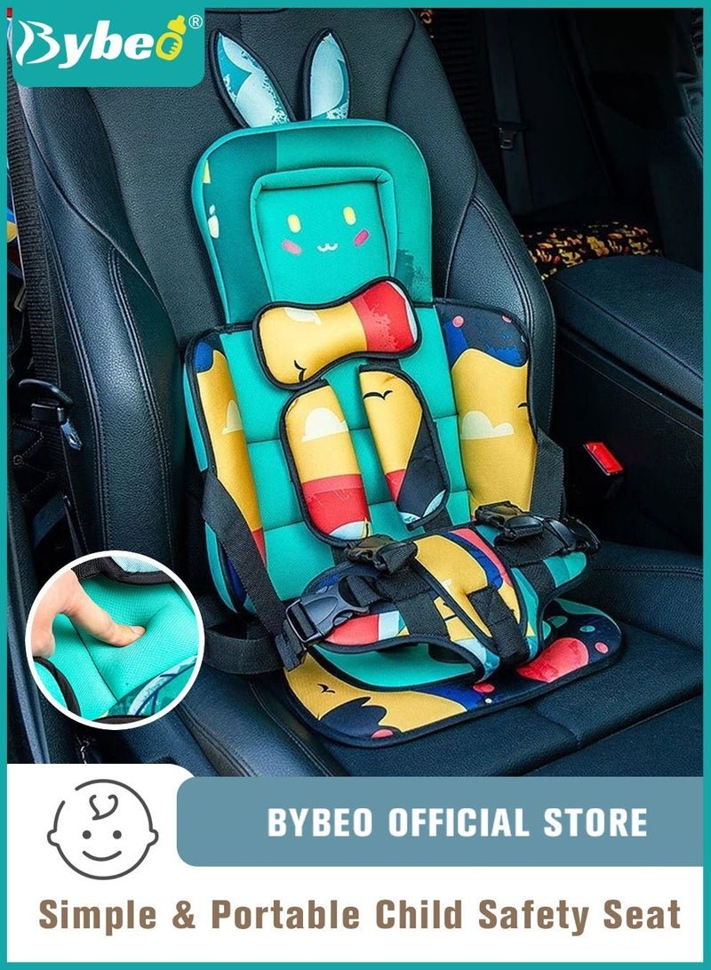Bybeo Auto Child Safety Seat Simple Car Portable Seat Belt, Foldable Car Seat Protection Travel Accessories for Kids 0-12, Car Seat Liner for Toddlers 3-5