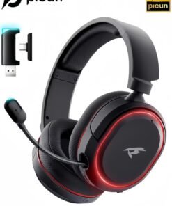 Picun G2 2.4G Wireless Gaming Headset, 7.1 Surround Sound,2.4GHz USB Gaming Headphones Bluetooth ENC Noise Canceling Mic, Bluetooth Headset for PC PS5 PS4 Mac Switch