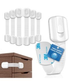SHAYDX Child Safety Locks 6-Pack – Baby Proof Strap Latches for Cabinets, Drawers, Fridge & Toilet – 3M Adhesive, No Drilling Needed