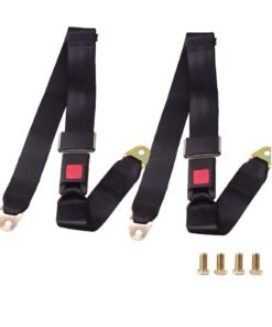 Barakah Universal Seat Belt 2 Point Seat Belt Adjustable Lap Strap Buckle, Universal Golf Cart Belt Kit, Adjustable Retractable Belt Kit for Truck, Go Kart, Van, Vr, Utv, And Buggies, 50" Length 2 Pack