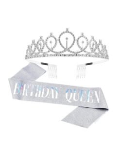 Birthday Queen Sash and Rhinestone Headband Set, Birthday Party Decor Favor Gift
