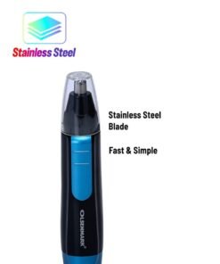 Olsenmark Nose Hair Trimmer With Long-Lasting  Battery, Compact And Lightweight Design, Stainless Steel Blade, Includes Protective Cap And Cleaning Brush Black/Blue