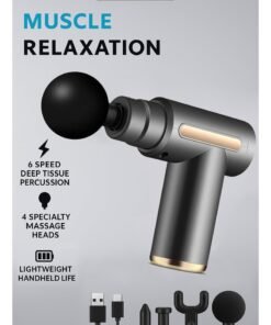 ARNOTEC 6-Speed Deep Tissue Massage Gun for Muscle Recovery, Handheld Percussion Massager with 4 Interchangeable Heads, 24W Motor, 1800–3200RPM, Quiet Design, USB-C Rechargeable