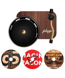 Kimaya Car Air Freshener Fragrance Diffuser, Retro Car Air Diffuser with Clip Record Player Shape, Vanilla Scented with 3 Popular Custom Air Freshening Decorative CD's, Perfect Gift For Music Lovers, Mocha