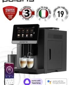Polaris PACM 2080 Smart Automatic Coffee Machine, 20-Bar Pump, Grinder, Milk Frother, App Control, 19 Programs, 1500W