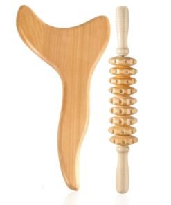 Loucky Wood Therapy Massage Tools, Wooden Gua Sha Kits, Y-Shape Gua Sha Board & 9-Roller Massage Tool, Used for Lymphatic Drainage & Muscle Tension Relief, Maderoterapia, Anti-Cellulite, Body Sculpting & Contouring