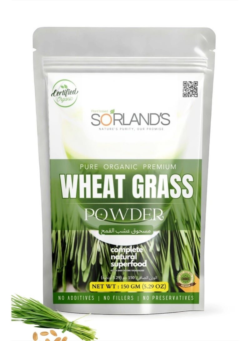 Sorland's Pure Organic Wheat grass Powder(150gm)-Complete Natural Superfood, Premium Quality with Shed Drying Solar Technology