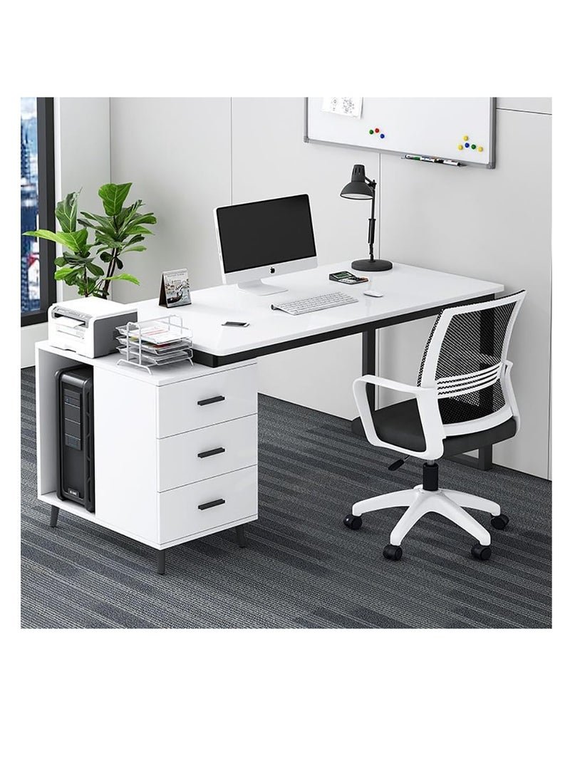 CityRiya-Long Computer Desk Home Office Writing Computer Desk Modern Simple Study Table with drawer 120x60x75cm(YN0064-White)