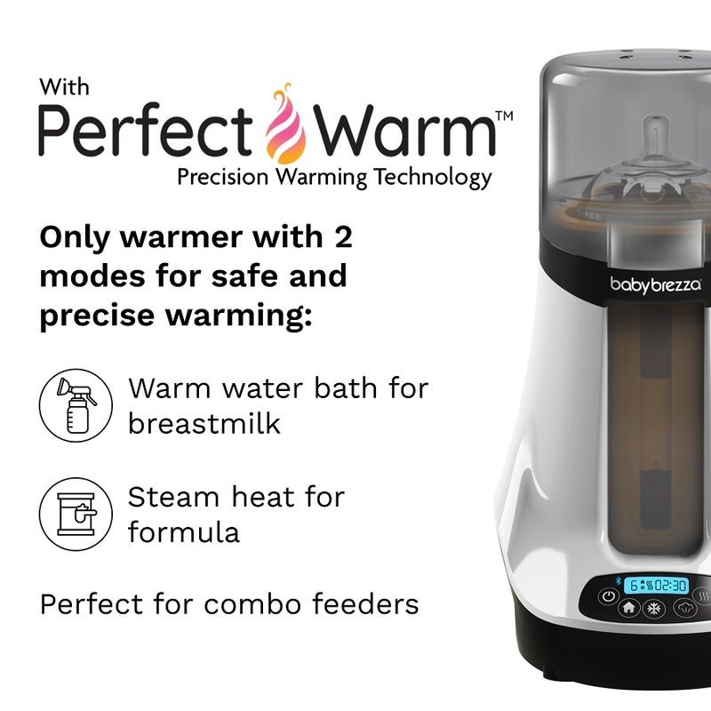 Baby Brezza Smart Baby Bottle Warmer, Breastmilk Warmer + Defroster - Only Brand with Different Temperatures for Breastmilk + Formula - Universal Fit for All Bottles + Milk Bags - Bluetooth Control