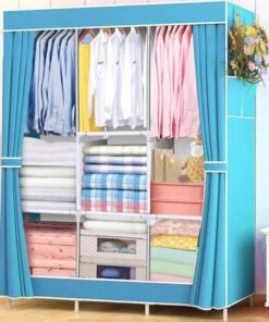 Self-Pickup Simple Wardrobe Fabric Wardrobe With Reinforced Steel Frame, Single-Person Storage, Dustproof