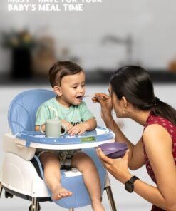 BAYBEE 4 In 1 Nora Convertible High Chair For Kids With Adjustable Height And Footrest Baby Toddler Feeding Booster Seat With Tray Safety Belt Kids High Chair For Baby 6 Months To 4 Years Blue - Image 4