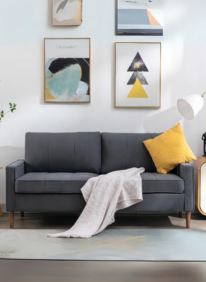 Ash 69" Wide Modern Style Linen Upholstered Loveseat Sofa with the Solid Wood Foot
