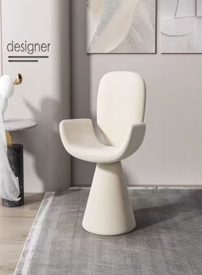 fashionhome Modern Sculptural Swivel Accent Chair with Solid Wood Core and Soft Velvet Upholstery, 360-Degree Rotating Designer Chair Featuring Curved Backrest and Pedestal Base for Contemporary Dining, Living, or Statement Interiors 55 x 58 x 82 cm.