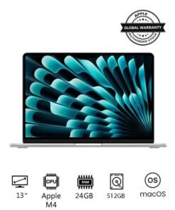 Apple New 2025 MacBook Air MC654 13-Inch Display, Apple M4 Chip 10-Core CPU 10-Core GPU Processor/24GB RAM/512GB SSD/macOS(International version) English Silver