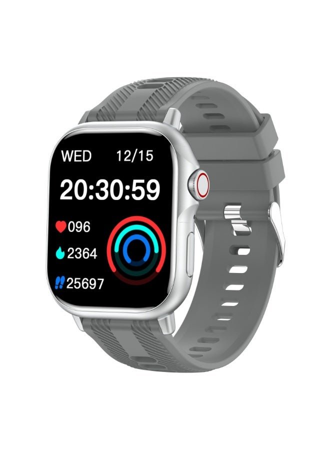 Volynix Smartwatch, Waterproof Fitness Watch, Bluetooth Calling, Multilingual English Arabic,Zinc Alloy Vacuum Plating, Heart Rate Monitoring, Smartwatch for Men and Women, Gift for Girls and Boys - Silver Gray