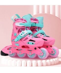 LIMOS Kids Skating Shoes with Four Lighting Wheel 3 Mode Adjustable Professional Design(Pink)