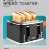 Geepas 4 Slice Bread Toaster- GBT36537N/ Adjustable Browning Control and Removable Crumb Tray, Defrost, Reheat and Cancel Functions/ Perfect for Toasting Different Types Breads/ 2 Years Warranty, 1600 W GBT36537 Black