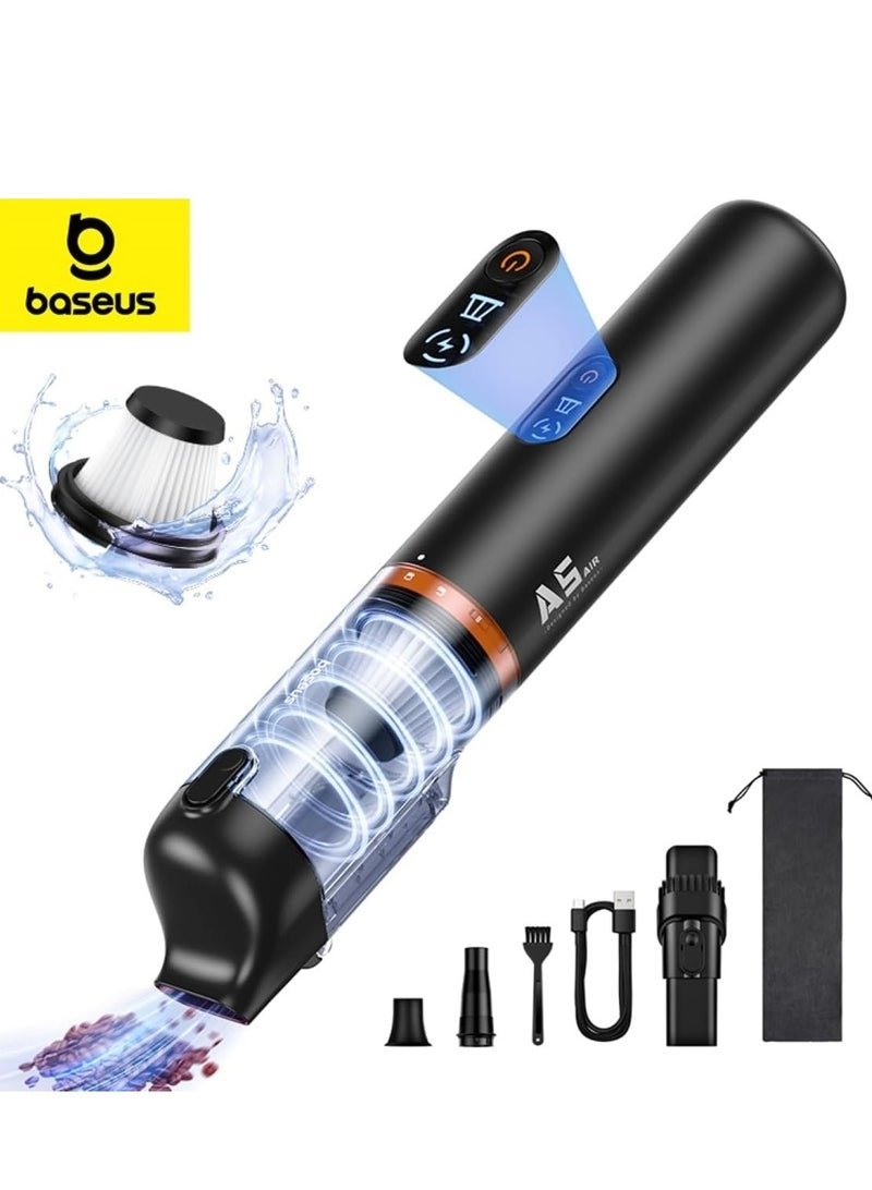 Baseus 130W Cordless Handheld Vacuum Cleaner with Brushless Motor, 16000Pa Powerful Suction, Ultra-Lightweight Design, USB-C Fast Charging, Long-Lasting 7500mAh Battery, Compact and Rechargeable Mini Handheld Vacuum for Car, Home, and Office, for Effective Dust and Dirt Cleaning