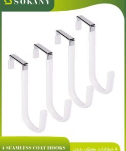 sokany 4 Packs over the Door Hooks, Single Hooks Hanger Metal for Hanging Towel, Coats, Clothes, Hats, Bags, Over the Door Hangers with Soft Rubber Surface Prevents Scratches (White)