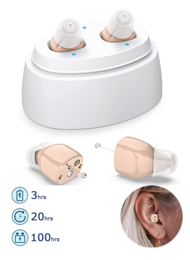 Chixing Rechargeable Hearing Aids for Seniors & Adults, Noise Cancelling, Digital In-Ear Amplifier with Volume Control & Magnetic Charging Case