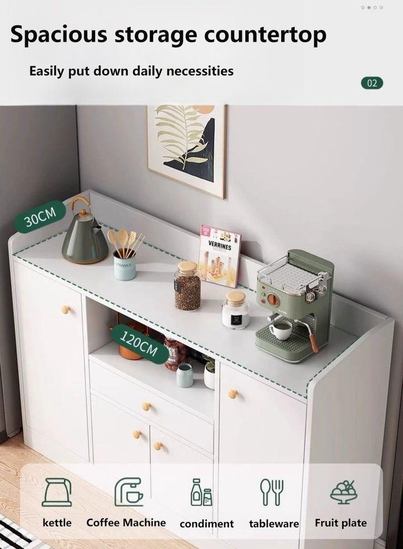 Kitchen Storage Cabinet Sideboard Cabinet, Wooden Kitchen Cabinet with 1 Drawer and 4 Doors for Microwave Oven, Freestanding Storage Shelves for Dining Room Living Room and Kitchen(CDA5) - Image 4