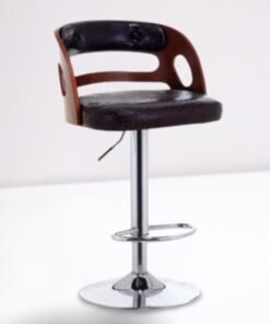 SULSHA Modern  PU Leather Padded Stool Black/Brown/Silver 43x45centimeter