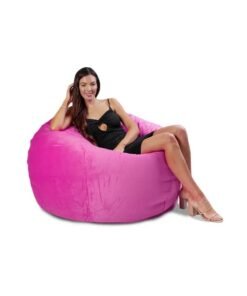 Comfy Large Soft & Fluffy Classic Pink Velvet Bean Bag With Bouncy Beans Filling