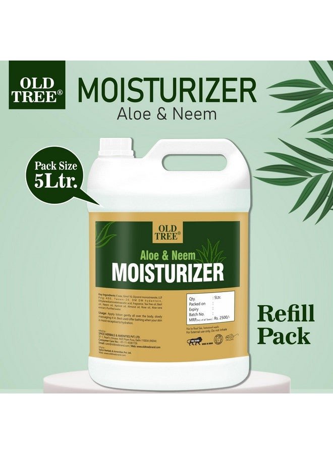 Old Tree Neem & Aloe Vera Moisturizer 5L - Refill Moisturizer Kit For Hotel Amenities, Guest House, Hospital, Marriage Hall - Skin Lotion For Dry Skin And Promote Moisturizing