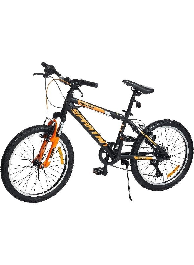 Spartan Panther Mountain Bike – 20 Inch Wheel, 7-Speed Shimano Gears, Black