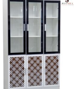 SULSHA Modern 6 Door Wooden File CABINET & Book Shelf Glass Door