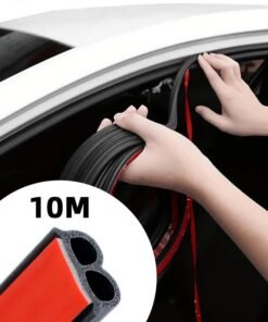 Motim 10 M Universal Car Door Seal Strip, B Shape, Self Adhesive Auto Rubber Weather Draft Seal Strip, Car Weatherstrip, Car Window Door Engine Cover Sealing Strip, Noise Insulation